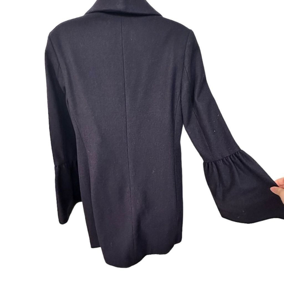 EXPRESS Navy Blue Wool Blend Coat Women's Small Lined Button Bell Sleeve Pockets - Picture 4 of 11